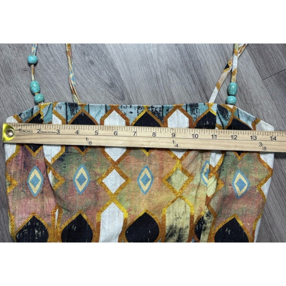 $495 CHRISTIAN LACROIX Linen Printed Mini Alexis Fringe Dress Festival Boho S - Picture 13 of 14